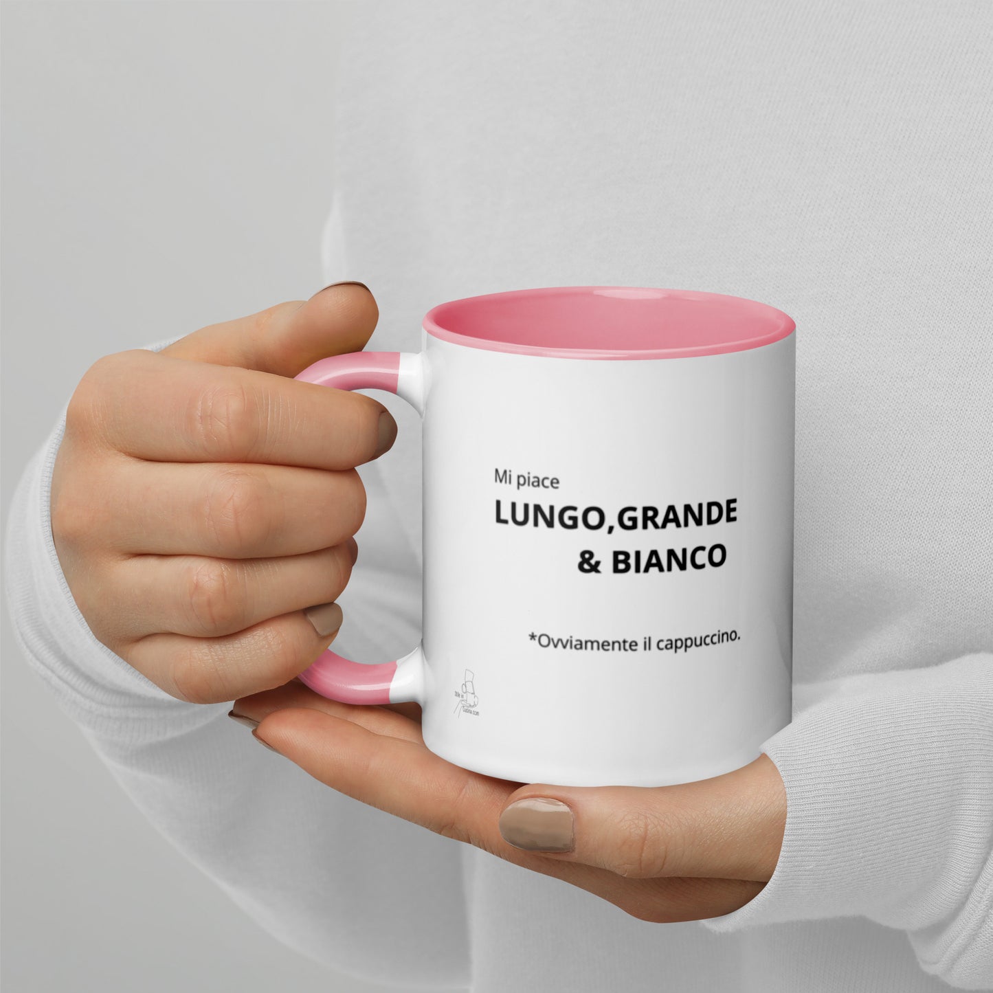 Tazza con interno colorato "Mi piace lungo grande e bianco"
