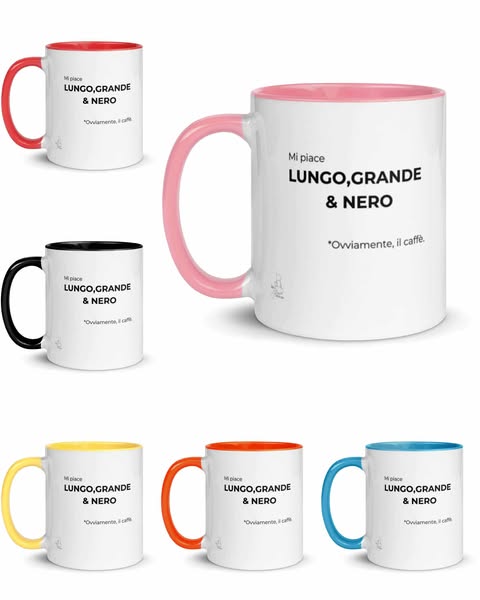 Tazza con interno colorato "mi piace lungo grande e nero.."