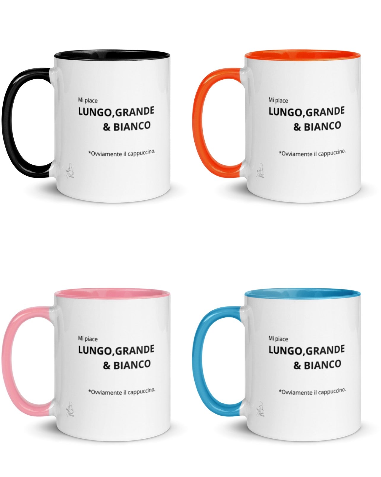 Tazza con interno colorato "Mi piace lungo grande e bianco"