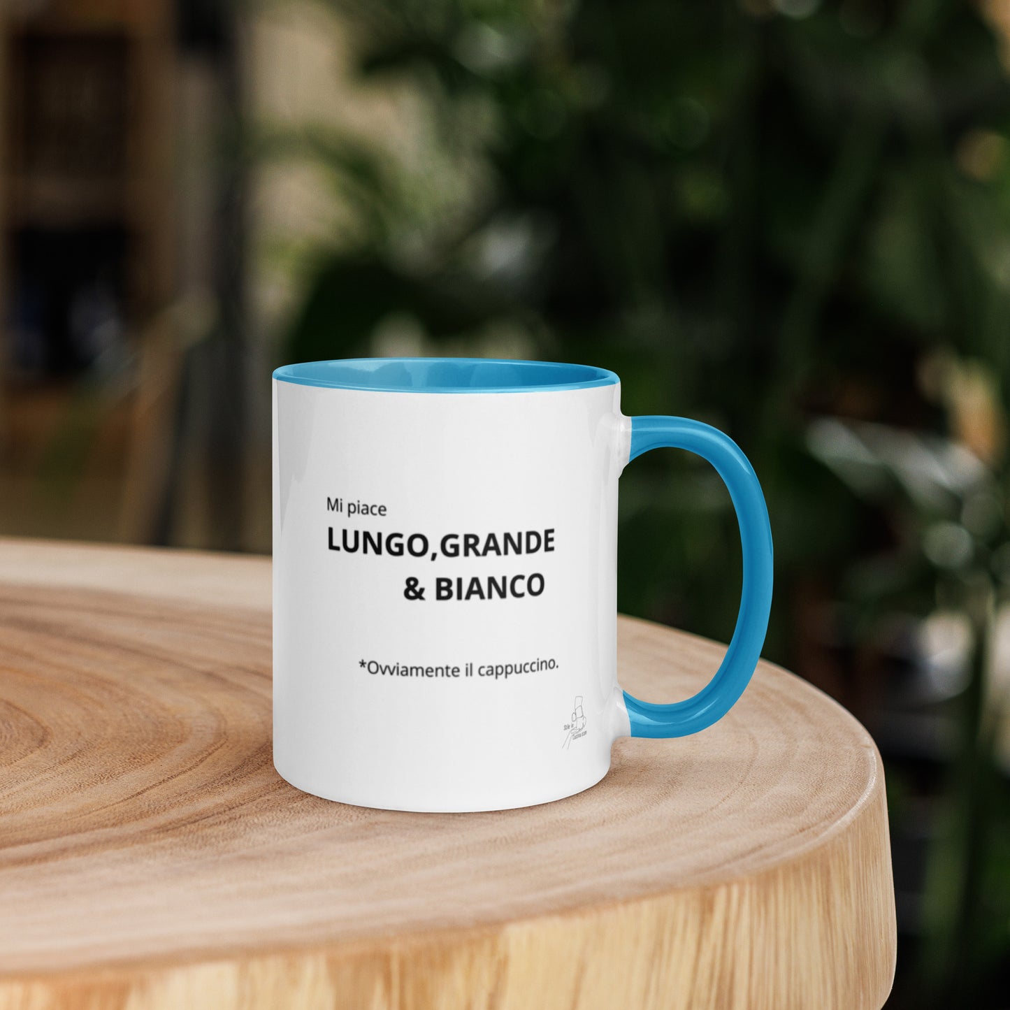 Tazza con interno colorato "Mi piace lungo grande e bianco"