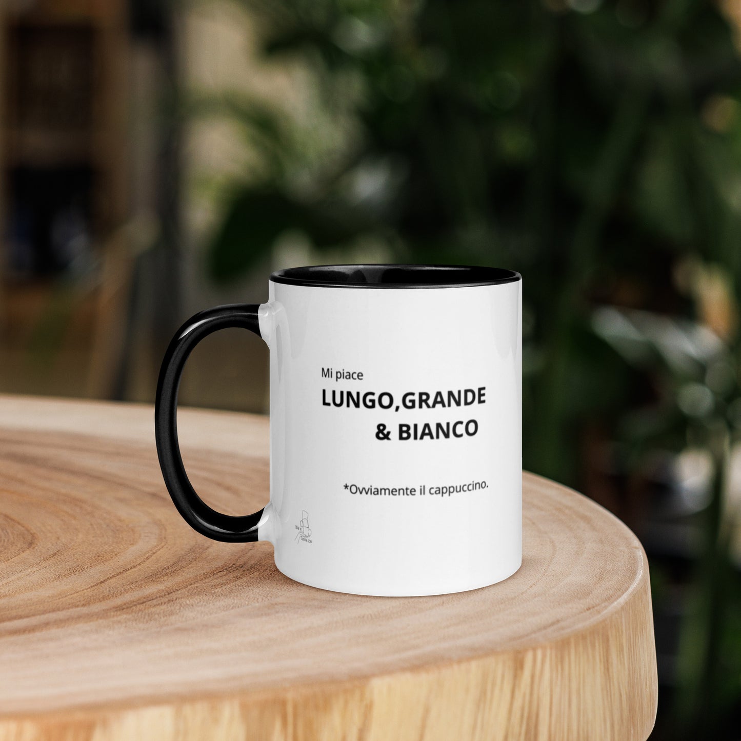 Tazza con interno colorato "Mi piace lungo grande e bianco"