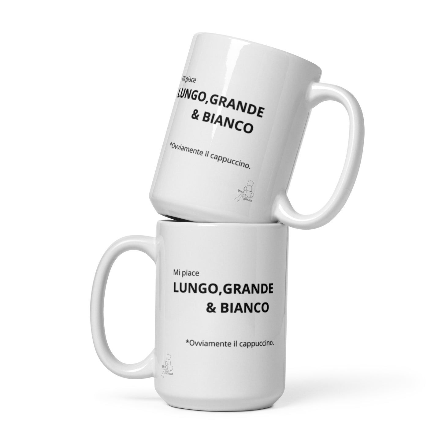Tazza bianca lucida "mi piace lungo grande e bianco.."