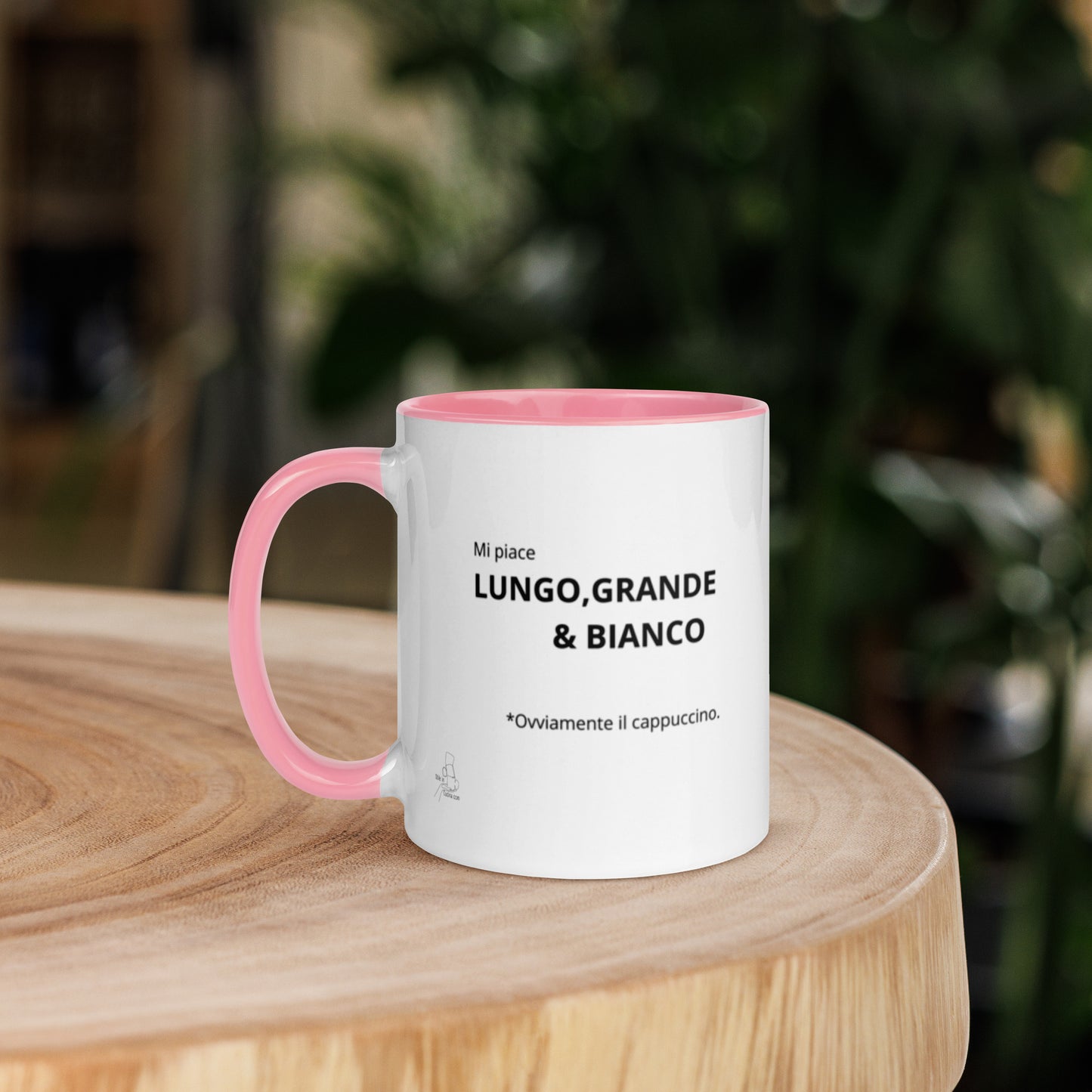 Tazza con interno colorato "Mi piace lungo grande e bianco"