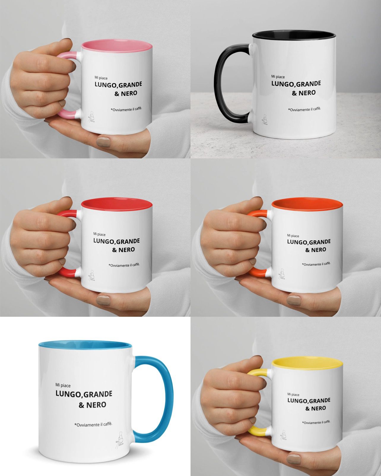 Tazza con interno colorato “mi piace lungo grande nero”