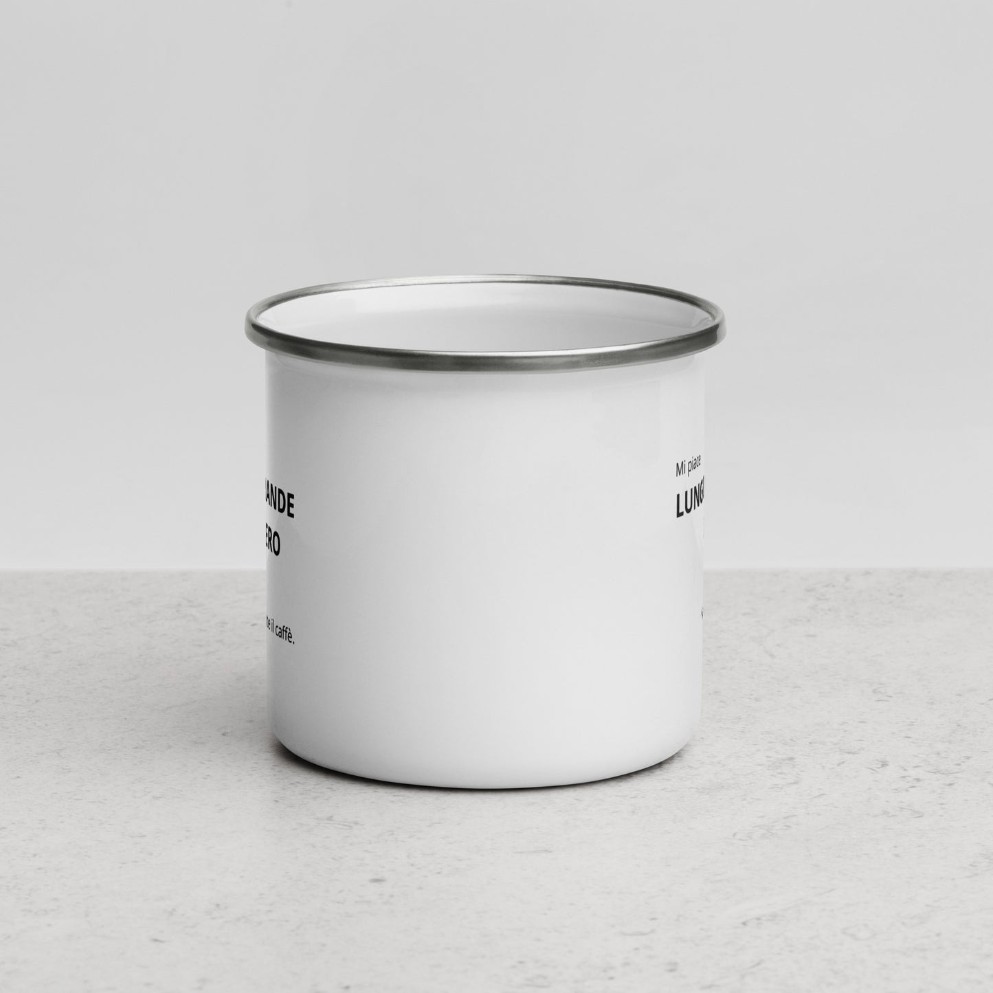 Tazza smaltata "mi piace lungo grande e nero"