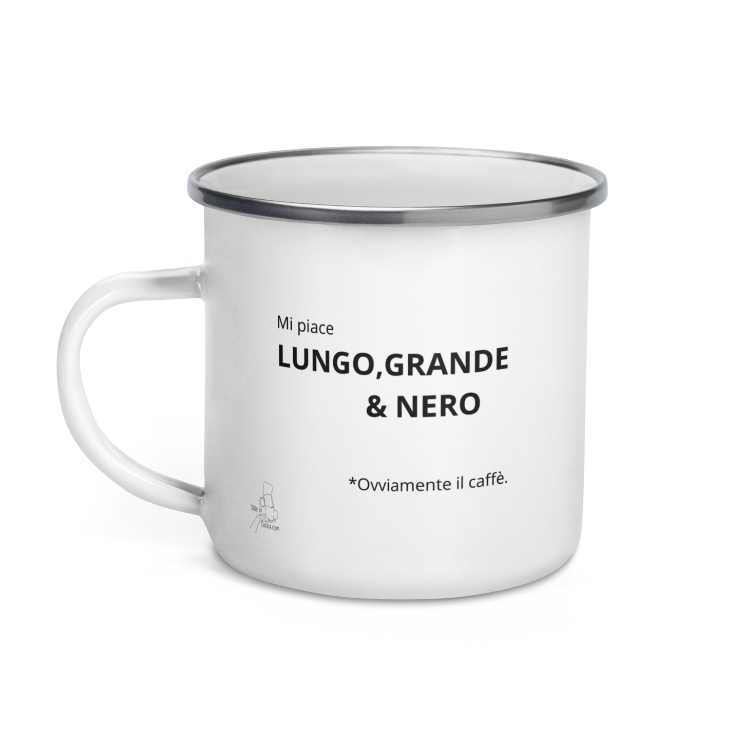 Tazza smaltata "mi piace lungo grande e nero"