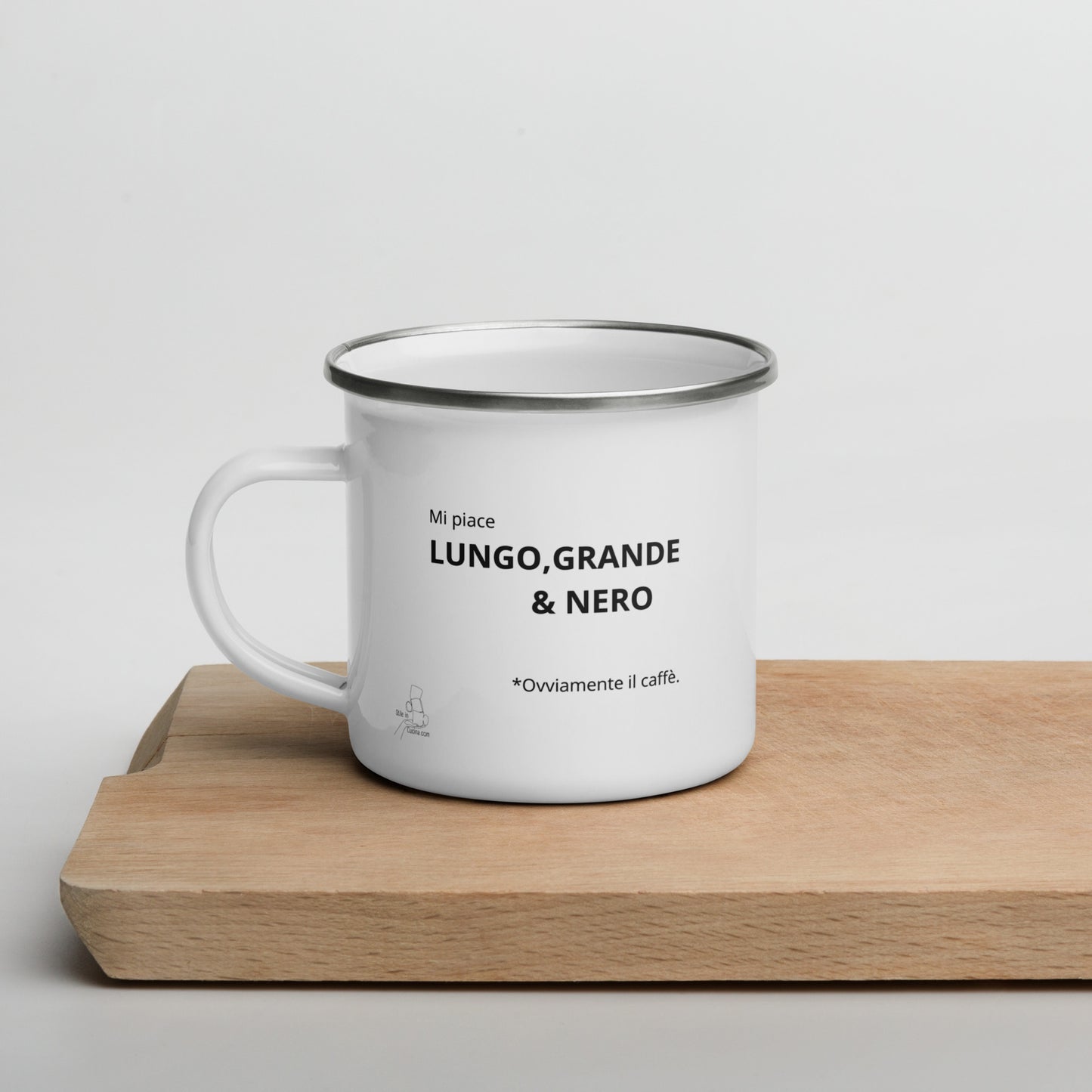 Tazza smaltata "mi piace lungo grande e nero"