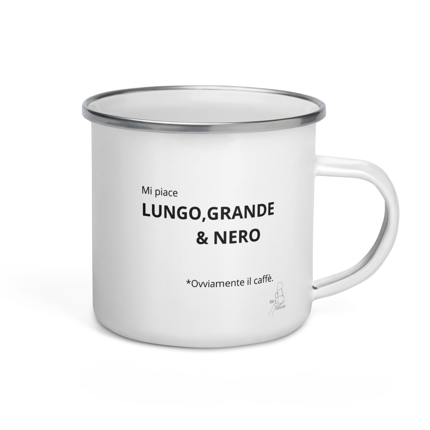 Tazza smaltata "mi piace lungo grande e nero"