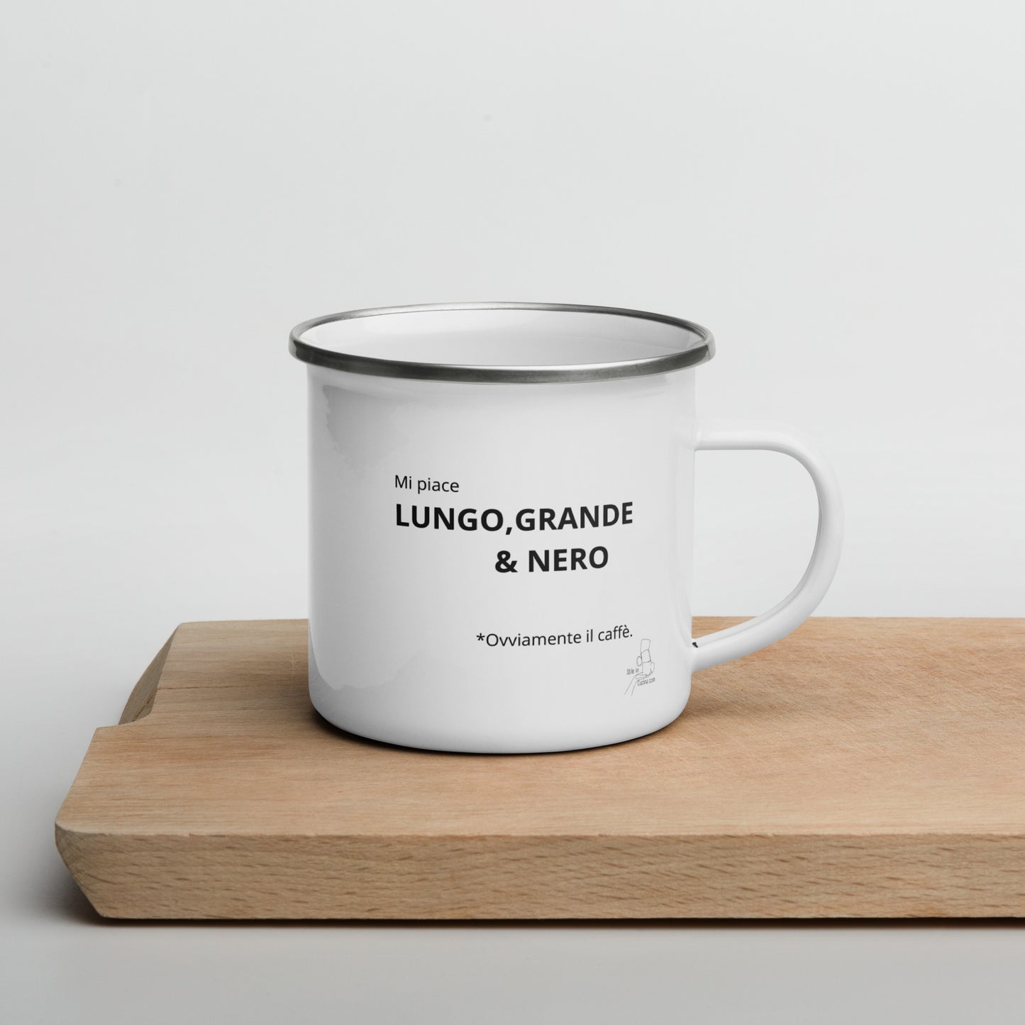 Tazza smaltata "mi piace lungo grande e nero"