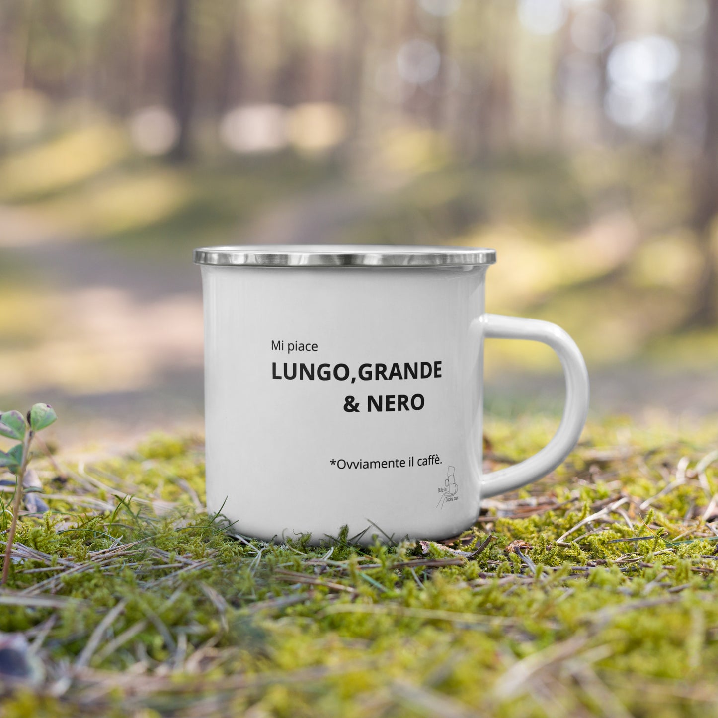 Tazza smaltata "mi piace lungo grande e nero"