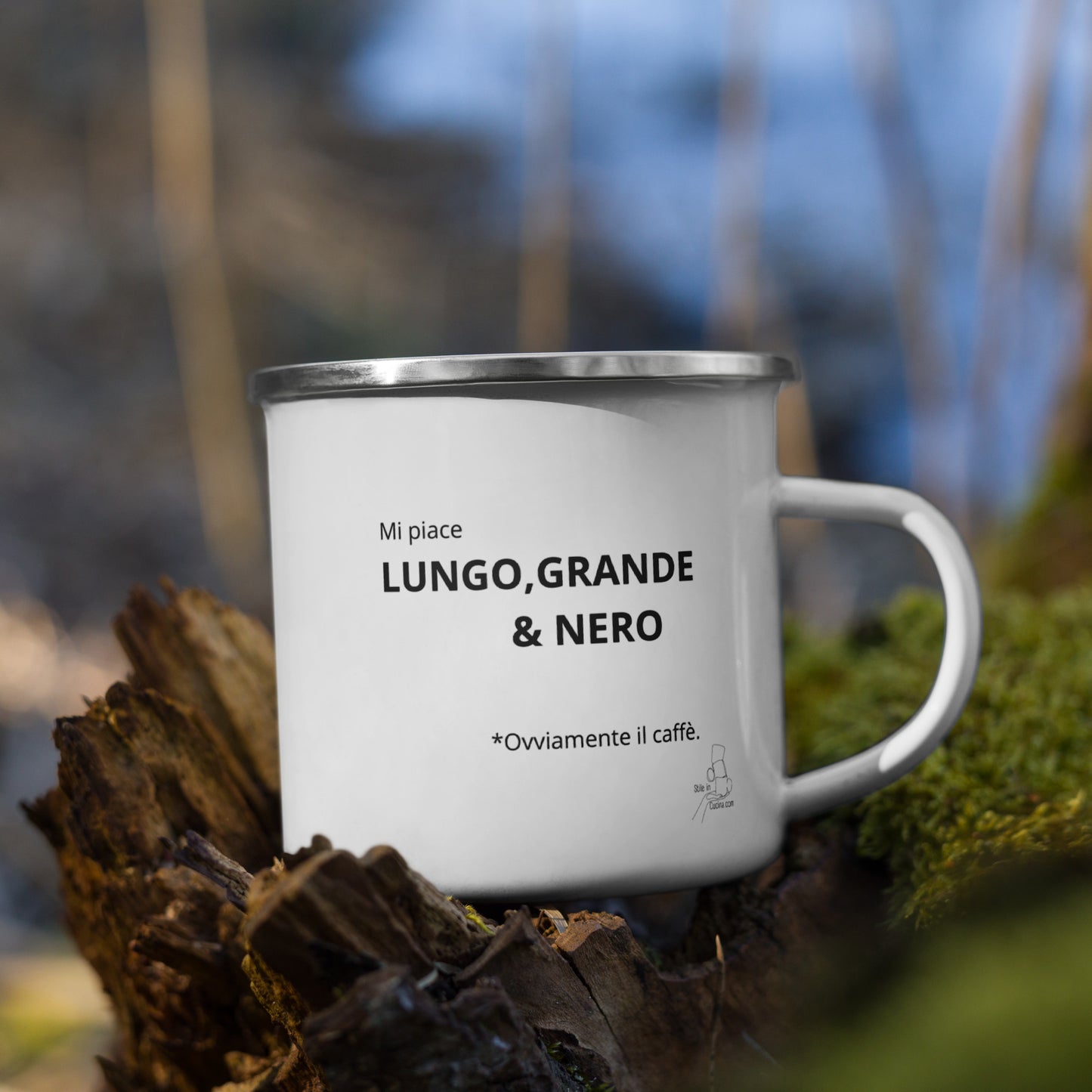 Tazza smaltata "mi piace lungo grande e nero"
