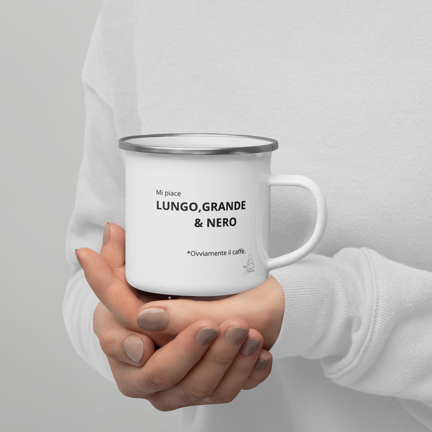 Tazza smaltata "mi piace lungo grande e nero"