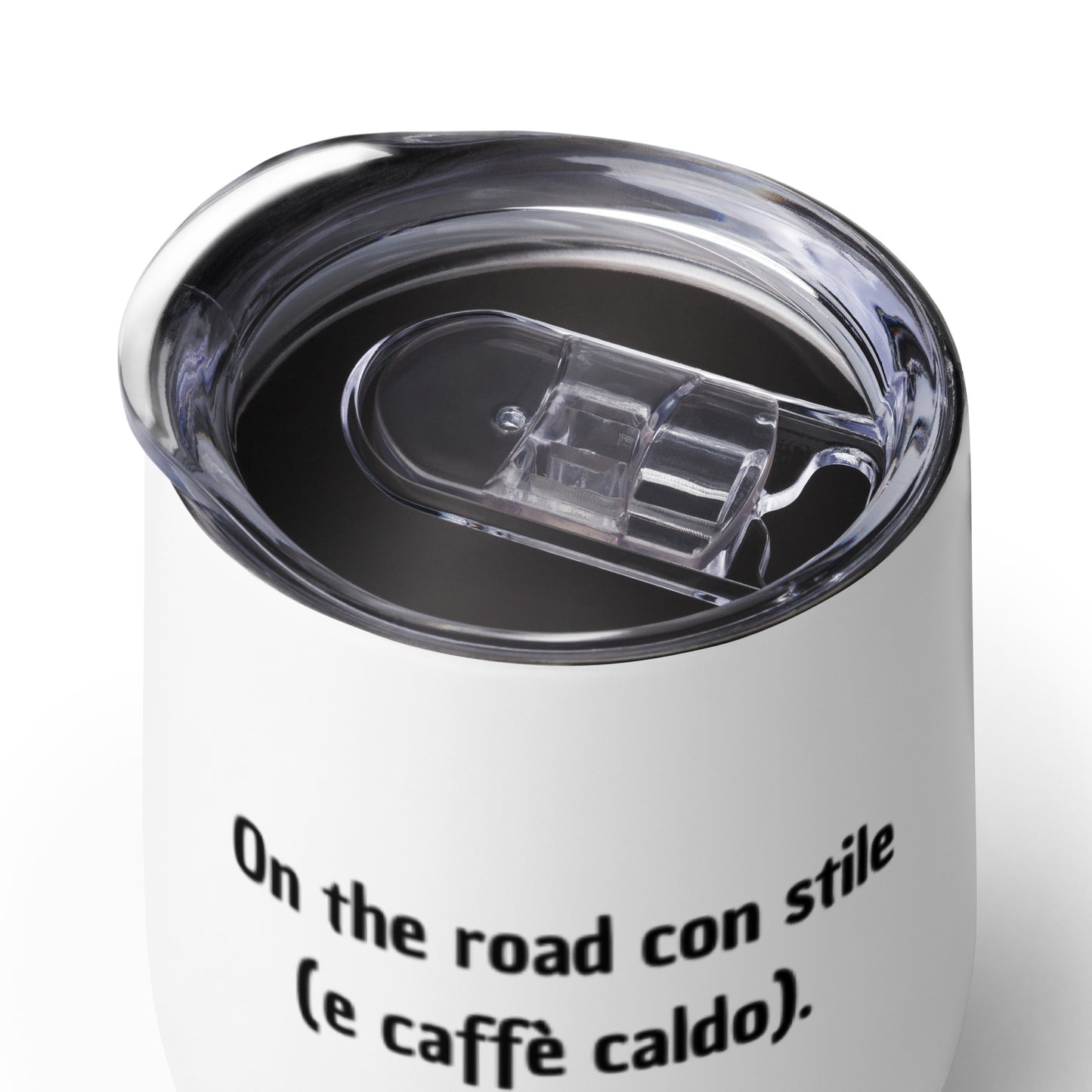 Bicchiere da viaggio "On the road con stile (e caffè caldo)."